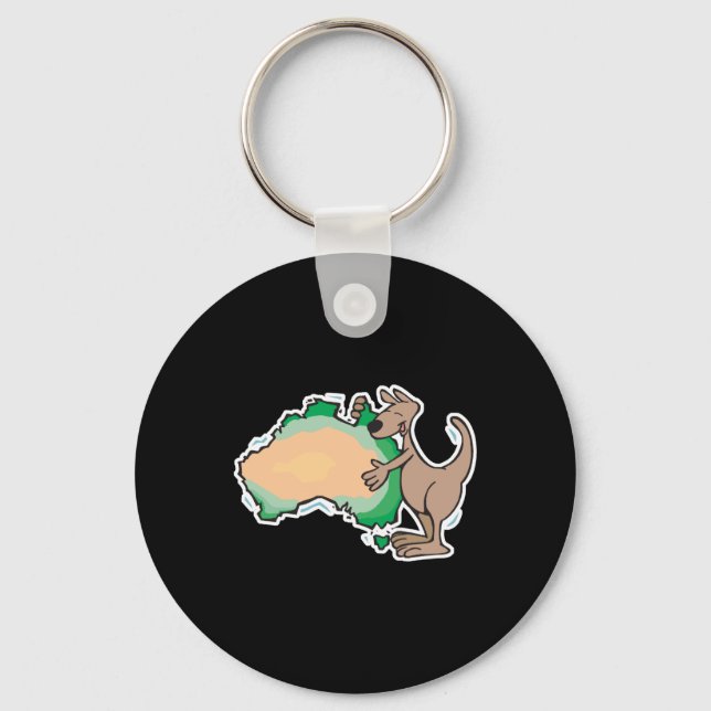 cute kangaroo hugging australia keychain (Front)