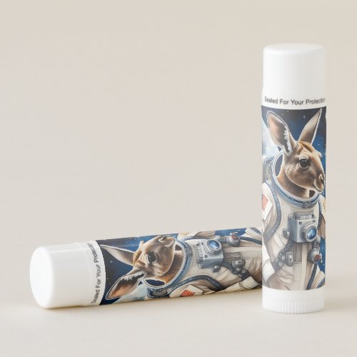 Cute Kangaroo in Astronaut Suit in Outer Space Lip Balm