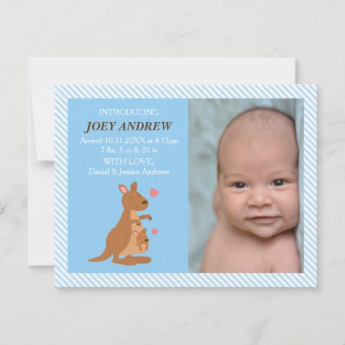 Cute Kangaroo Joey Baby Photo Birth Announcements