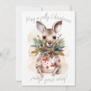 Cute Kangaroo Jolly Christmas Card