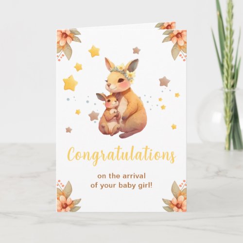 Cute Kangaroo New Baby Arrival Card