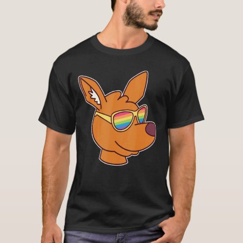 Cute Kangaroo Pride Flag Rainbow Sunglasses Lgbtq T_Shirt