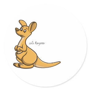 Cute Kangaroo text  round sticker