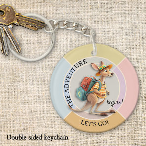 Cute Kangaroo Traveler The Adventure Begins Keychain
