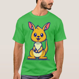 Cute Kangaroo Wearing Watch Cartoon T-Shirt