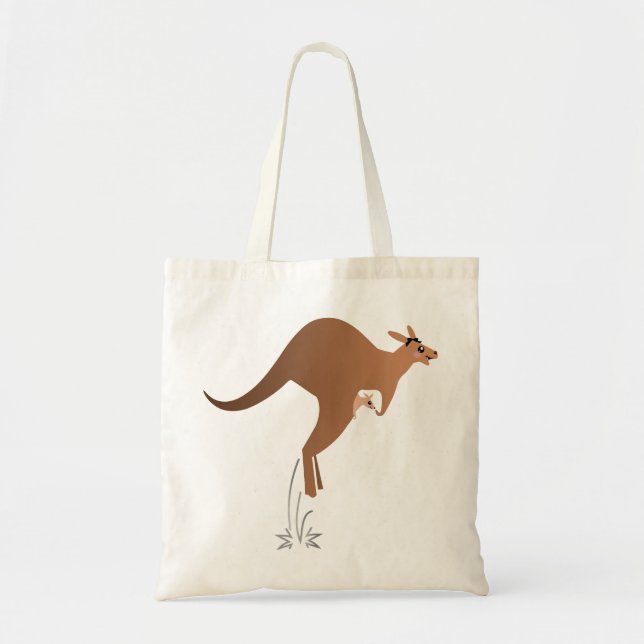 Cute kangaroo with baby in pouch tote bag (Front)