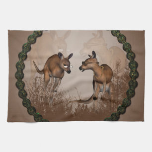 Cute kangaroos with sunglassees towel