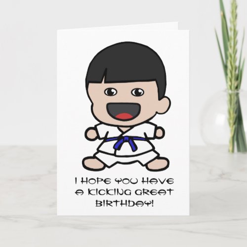 Cute Karate Birthday Card for Boys
