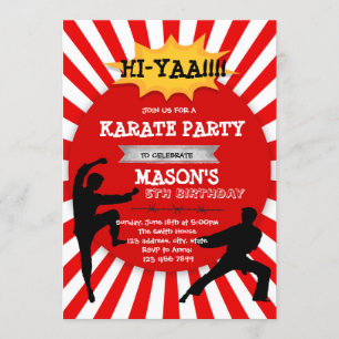 Cute karate boy party invitation