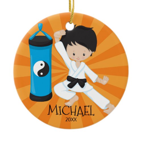 Cute Karate Boy Personalized Christmas Ornament