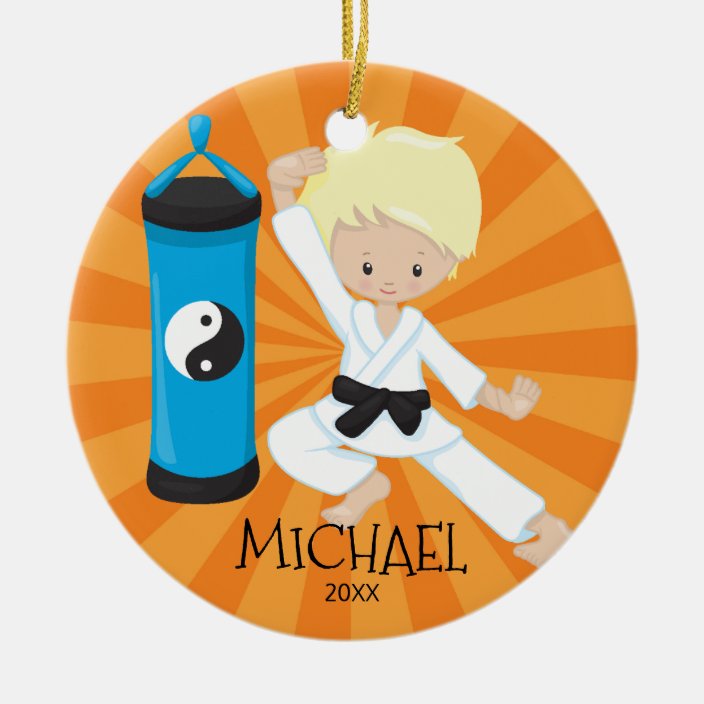 karate christmas ornament boy