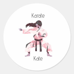 Cute Karate Girl Martial Arts Classic Round Sticker
