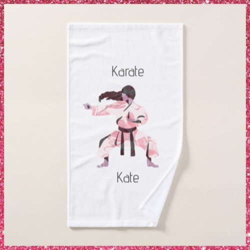 Cute Karate Girl Martial Arts Hand Towel