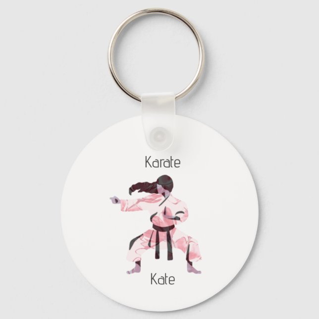 Cute Karate Girl Martial Arts   Keychain (Front)