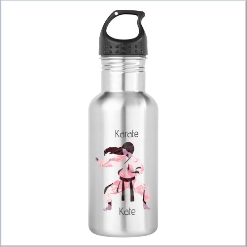 Cute Karate Girl Martial Arts  Stainless Steel Water Bottle