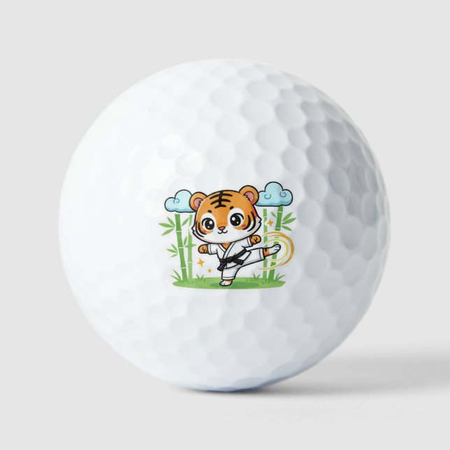 Cute Karate Tiger Kids Design Golf Balls (Front)