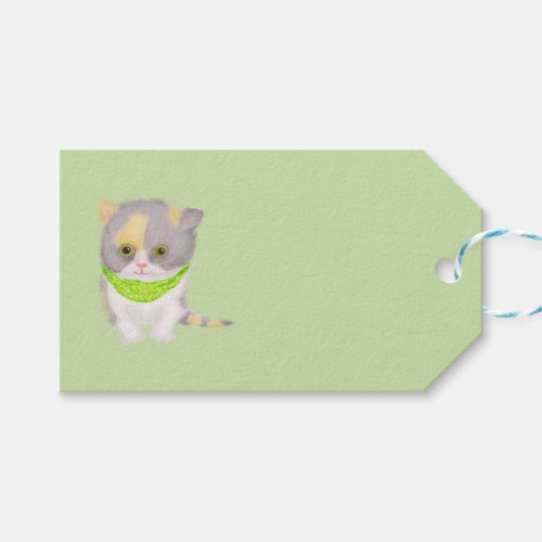 Cute Katie kitten green gift tag