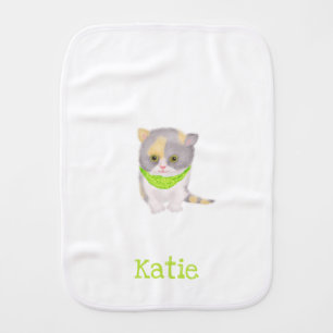 Cute Katie kitten personalized baby burp cloth
