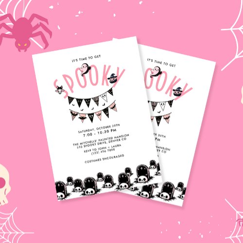 Cute Kawai Spooky Time Halloween Party Invitation