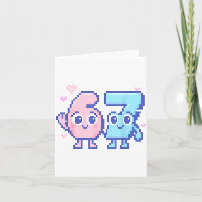 Cute Kawaii 67 Six Seven Meme 6 7 Girls Italian Br Card (Front)