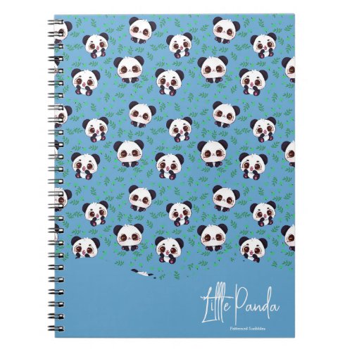Cute Kawaii Aesthetic Panda Blue Cover Design Notebook