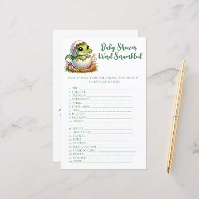 Cute Kawaii Alligator Hatching Word Scramble Game (Front/Back In Situ)