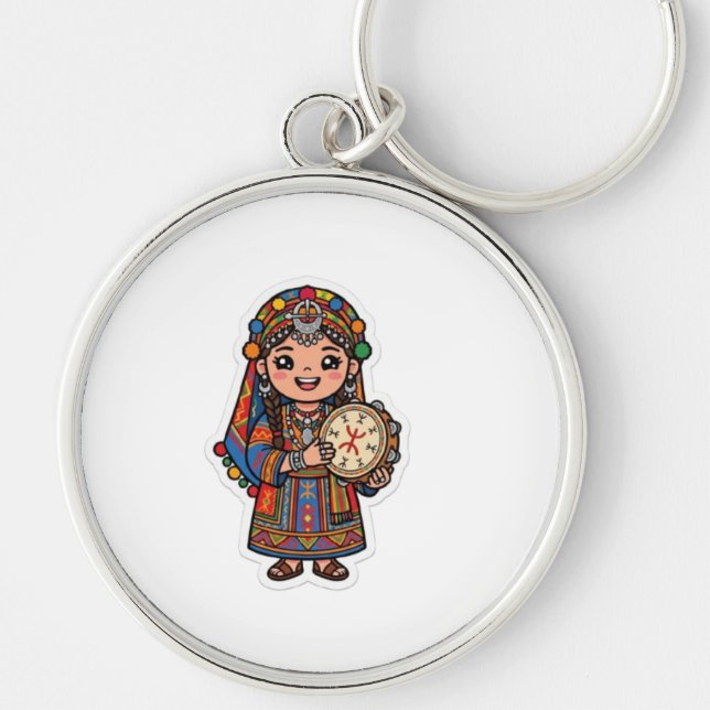  Cute Kawaii Amazigh Berber Wom Keychain (Front)