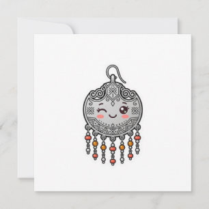 Cute Kawaii Amazigh Moroccan Silver EarringSticker Invitation
