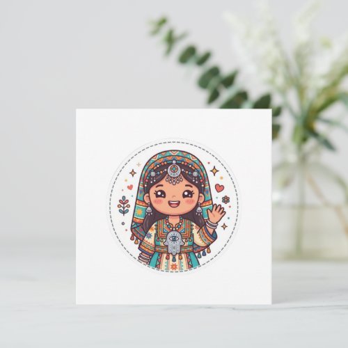 Cute Kawaii Amazigh Moroccan Woman with KhaSticker Invitation