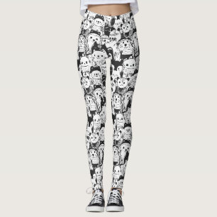 Cute Kawaii Animal Doodle Pattern (1) Leggings
