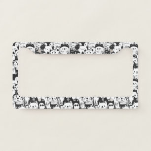 Cute Kawaii Animal Doodle Pattern (1) License Plate Frame