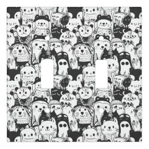 Cute Kawaii Animal Doodle Pattern (1) Light Switch Cover