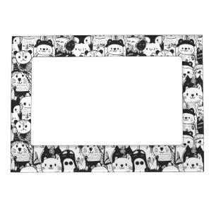 Cute Kawaii Animal Doodle Pattern (1) Magnetic Frame