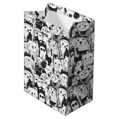 Cute Kawaii Animal Doodle Pattern (1) Medium Gift Bag
