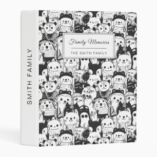 Cute Kawaii Animal Doodle Pattern (1) Mini Binder