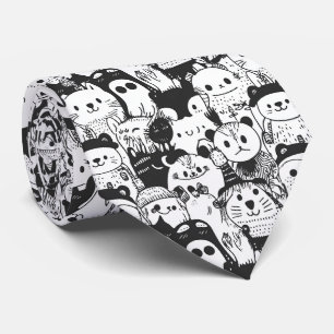 Cute Kawaii Animal Doodle Pattern (1) Neck Tie