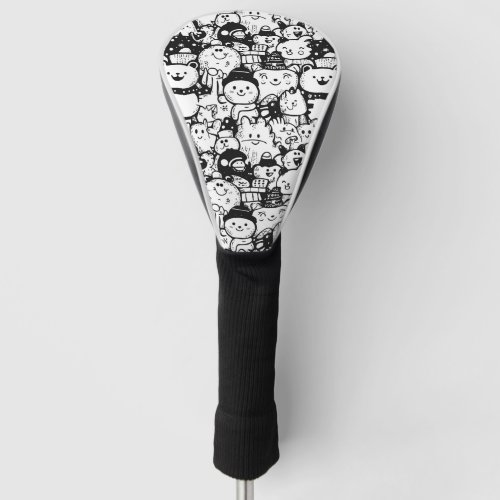 Cute Kawaii Animal Doodle Pattern (2) Golf Head Cover