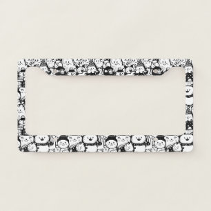 Cute Kawaii Animal Doodle Pattern (2) License Plate Frame