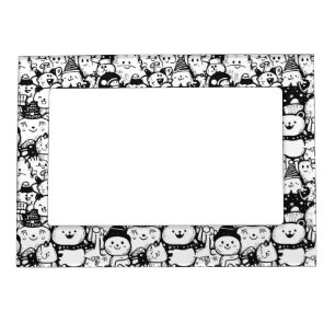 Cute Kawaii Animal Doodle Pattern (2) Magnetic Frame