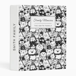Cute Kawaii Animal Doodle Pattern (2) Mini Binder