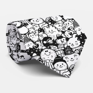 Cute Kawaii Animal Doodle Pattern (2) Neck Tie