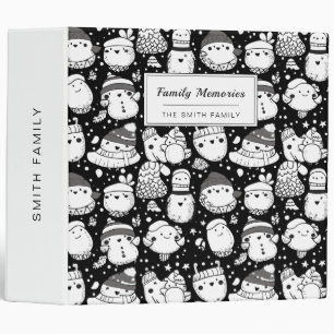 Cute Kawaii Animal Doodle Pattern (3) 3 Ring Binder