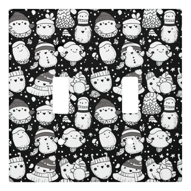 Cute Kawaii Animal Doodle Pattern (3) Light Switch Cover (Front)