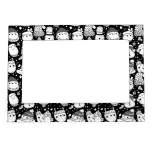 Cute Kawaii Animal Doodle Pattern (3) Magnetic Frame