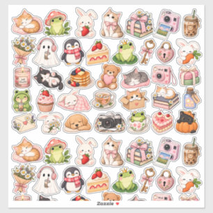Cute Kawaii Animals Cottagecore Cozy Planner Stick Sticker