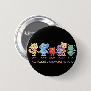 Cute Kawaii Animals Mental Health Emotions & Feeli Button