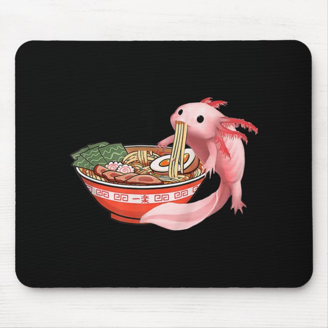 Cute Kawaii Anime Axolotl Japanese Ramen Noodles A Mouse Pad (Front)