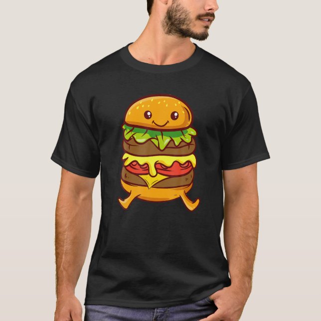 Cute Kawaii Anime - Burger - Hamburger - Aesthetic T-Shirt (Front)