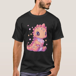 Cute Kawaii Anime Dinosaur Drinking Bubble Boba Te T-Shirt
