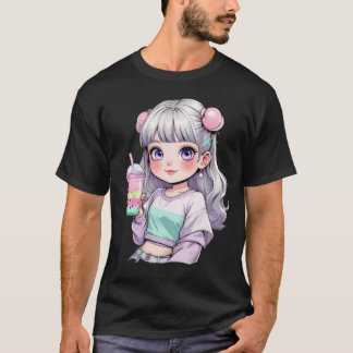 ✨ Cute Kawaii Anime Girl Bubble Tea T-Shirt